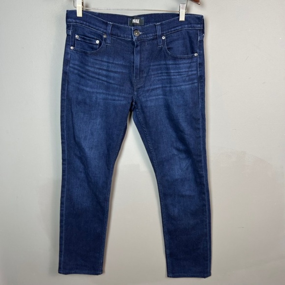 PAIGE Lennox Jeans Men's 34 Dark‎ Wash Slim Fit Modern Fit Cotton Blend